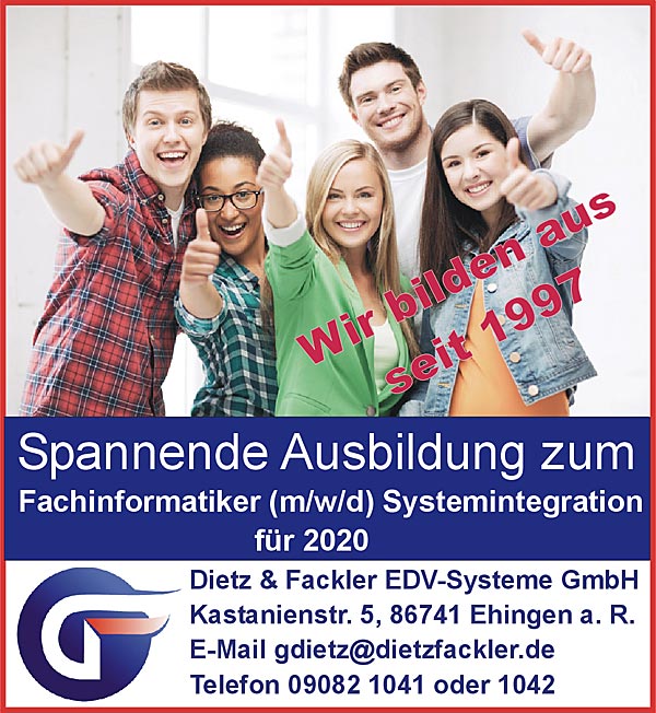 Spannende Ausbildung bei Dietz & Fackler EDV-Systeme GmbH - Fachinformatiker/in Systemintegration