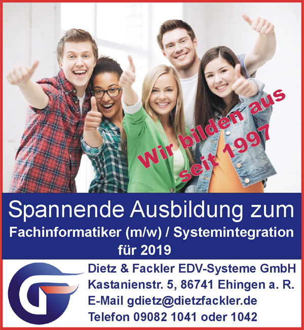 Spannende Ausbildung bei Dietz & Fackler EDV-Systeme GmbH - Fachinformatiker/in Systemintegration